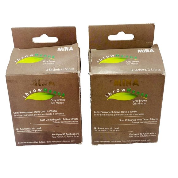 Mina Ibrow Henna Grey Brown Semi Permanent Eyebrow Colouring Kits Henna Eyebrows - Picture 1 of 7